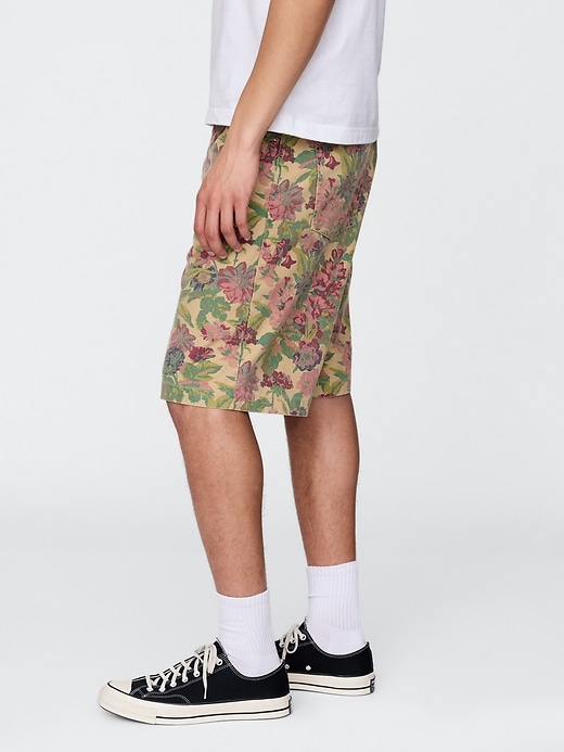 shorts aus canvas mit blumenmuster