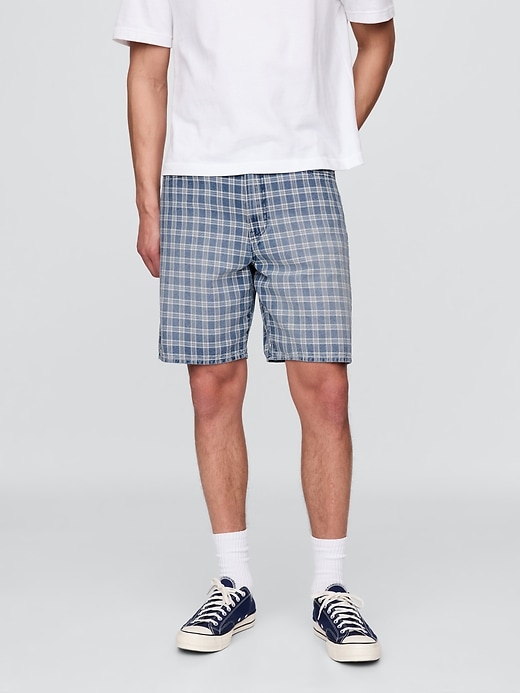 lässige jeans-karo-shorts aus den 90ern