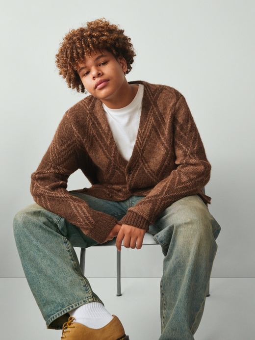 gebürsteter argyle-cardigan