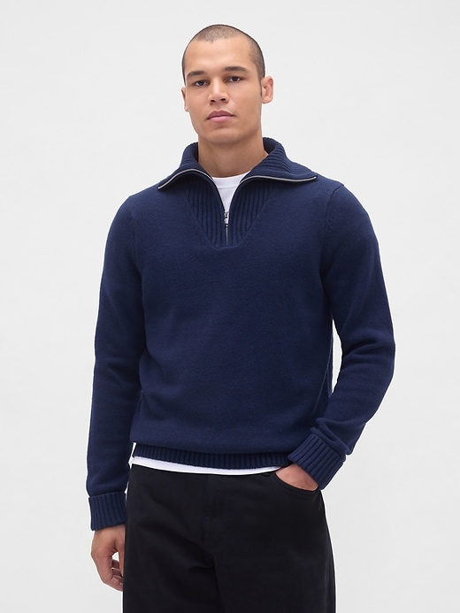 cashsoft pullover mit viertelreißverschluss