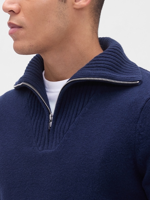 cashsoft pullover mit viertelreißverschluss