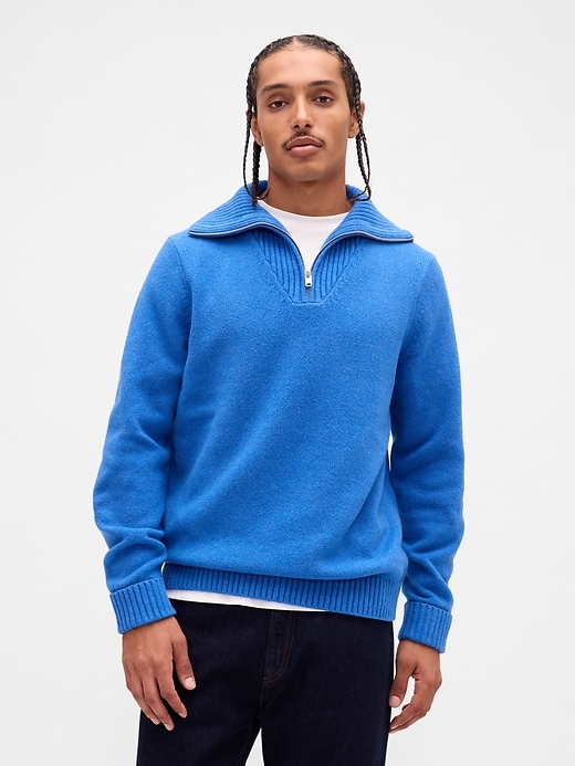 cashsoft pullover mit viertelreißverschluss