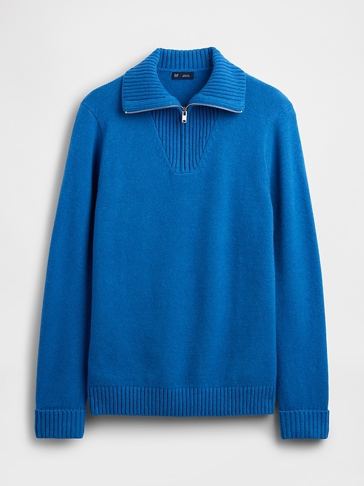 cashsoft pullover mit viertelreißverschluss