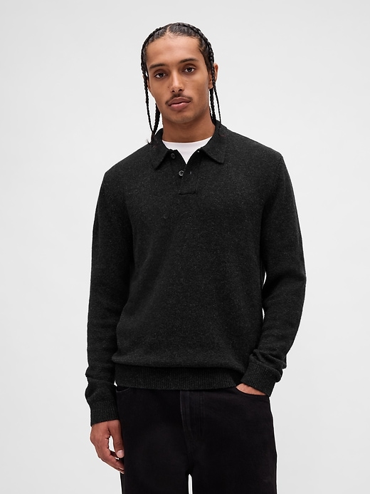 polo-pullover aus merinowollemischung
