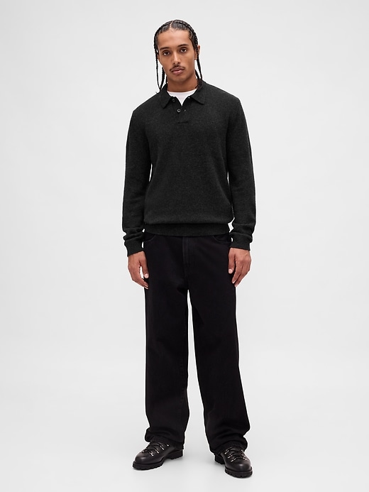 polo-pullover aus merinowollemischung