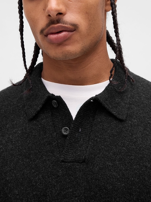 polo-pullover aus merinowollemischung