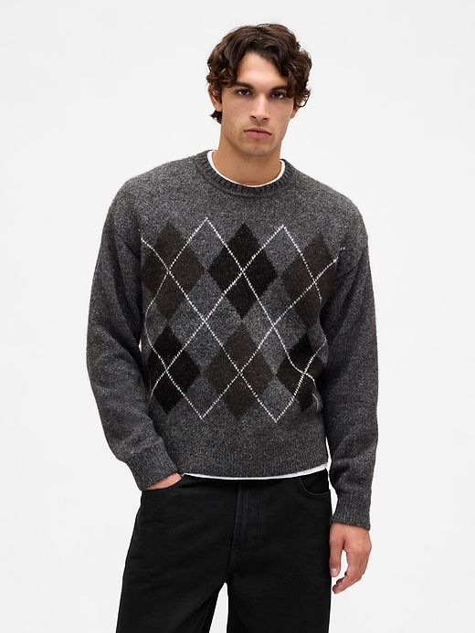 lässiger argyle-pullover aus wollmischung