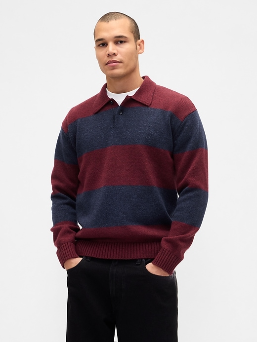 polo-pullover mit rugby-streifen