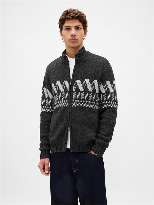 strickjacke mit reißverschluss aus wollmischung