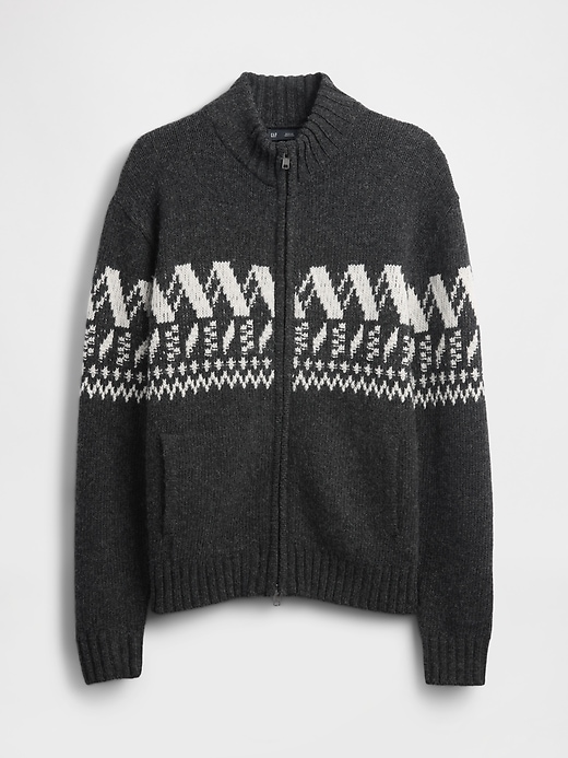 strickjacke mit reißverschluss aus wollmischung