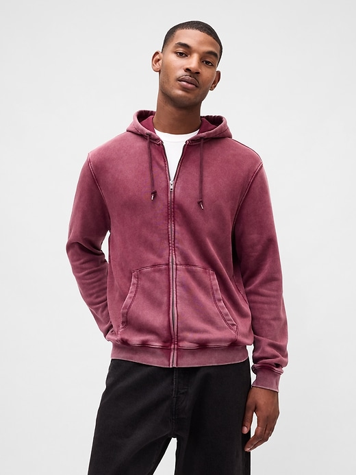vintage-kapuzenpullover für erwachsene weich mit reißverschluss