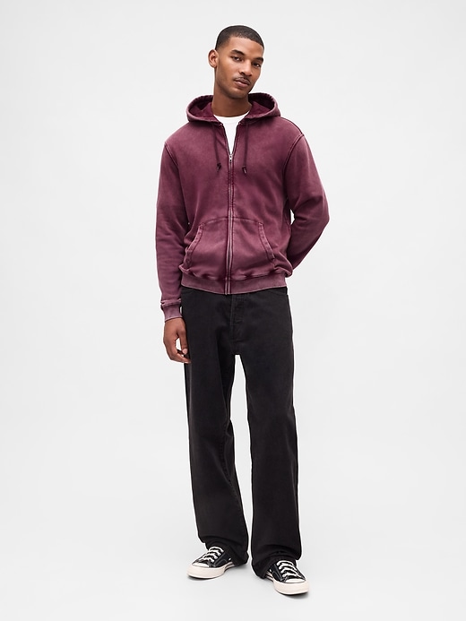 vintage-kapuzenpullover für erwachsene weich mit reißverschluss