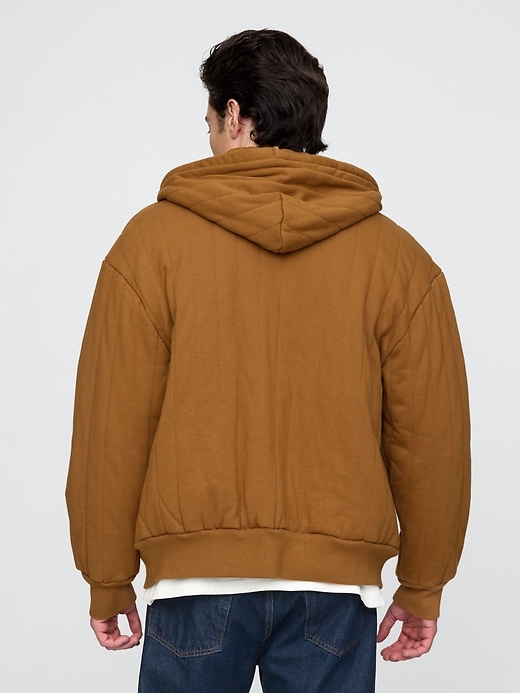 gesteppter kapuzenpullover mit waffelfutter und reißverschluss