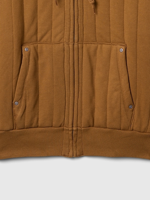 gesteppter kapuzenpullover mit waffelfutter und reißverschluss