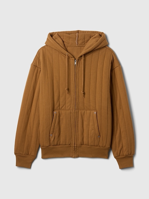 gesteppter kapuzenpullover mit waffelfutter und reißverschluss