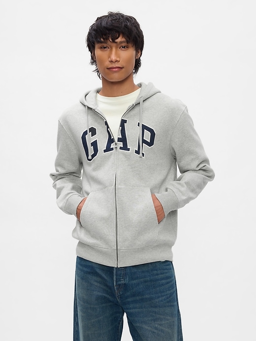 vintagesoft kapuzenpullover mit durchgehendem reißverschluss und arch-logo für erwachsene