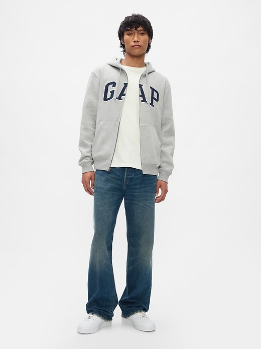 vintagesoft kapuzenpullover mit durchgehendem reißverschluss und arch-logo für erwachsene