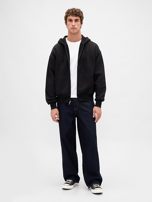 extra schwerer french-terry-kapuzenpullover mit reißverschluss