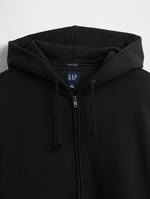 extra schwerer french-terry-kapuzenpullover mit reißverschluss