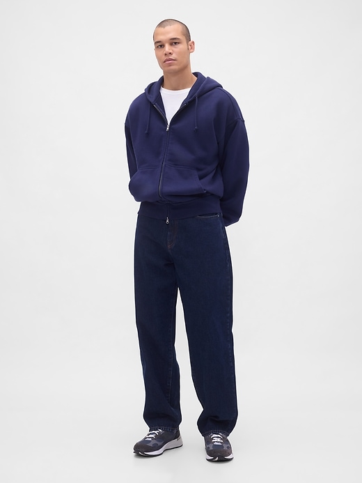 extra schwerer french-terry-kapuzenpullover mit reißverschluss