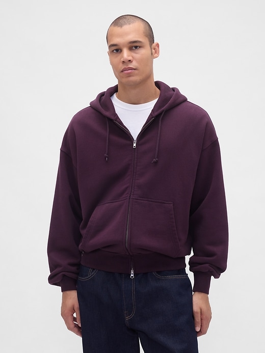 extra schwerer french-terry-kapuzenpullover mit reißverschluss