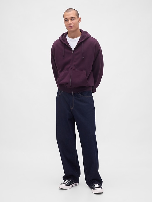 extra schwerer french-terry-kapuzenpullover mit reißverschluss