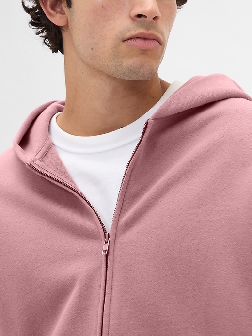 schwerer oversize-kapuzenpullover mit reißverschluss