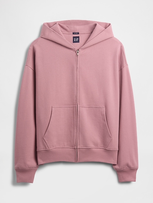 schwerer oversize-kapuzenpullover mit reißverschluss