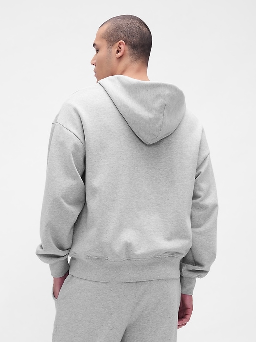 schwerer oversize-kapuzenpullover mit reißverschluss