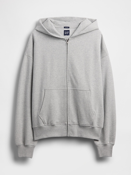 schwerer oversize-kapuzenpullover mit reißverschluss