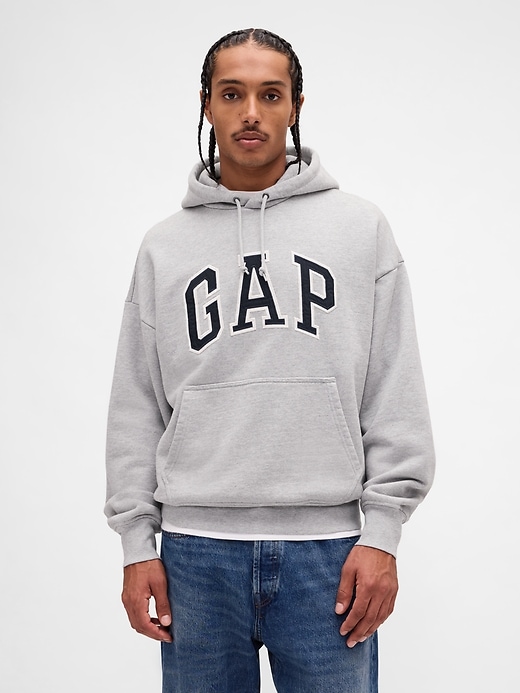 extra schwerer übergroßer logo-hoodie aus french terry