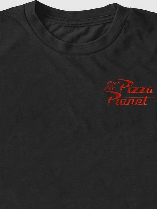toy story pizza planet t-shirt mit stickerei