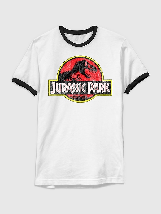 jurassic park classic logo grafik-ringer-t-shirt