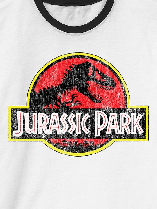 jurassic park classic logo grafik-ringer-t-shirt