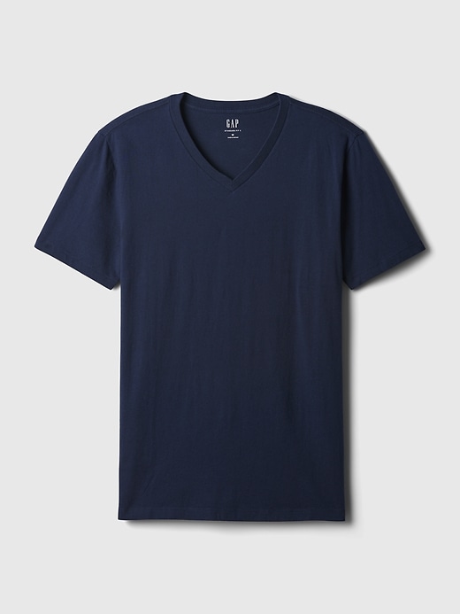 baumwolljersey-t-shirt mit v-ausschnitt