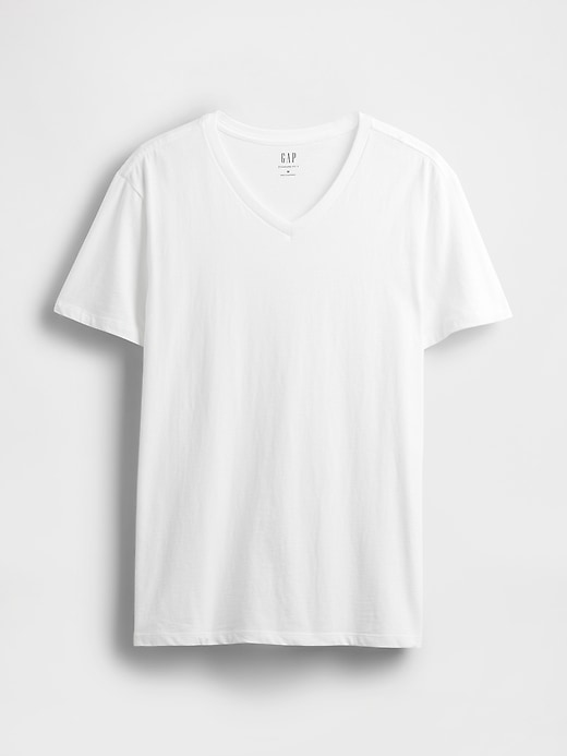 baumwolljersey-t-shirt mit v-ausschnitt