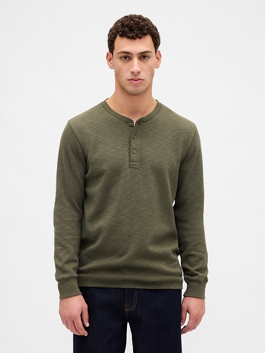 henley-t-shirt mit doppelstrick