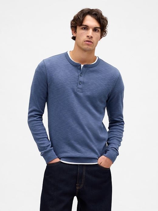 henley-t-shirt mit doppelstrick