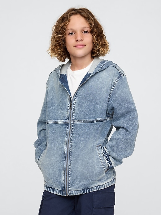 ultraweiche kinder-denim-kapuzenjacke