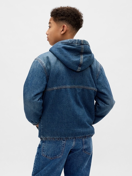 kinder-denim-hoodie mit sherpa-futter