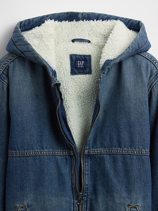 kinder-denim-hoodie mit sherpa-futter