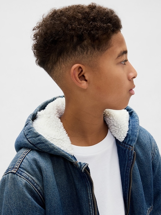 kinder-denim-hoodie mit sherpa-futter