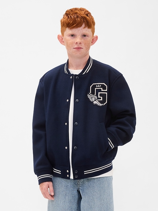 bomberjacke mit college-logo für kinder