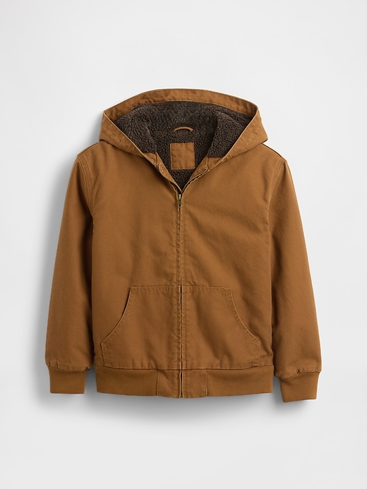 kinder-canvas-denim-hoodie mit sherpa-futter