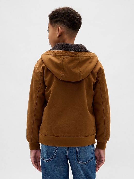 kinder-canvas-denim-hoodie mit sherpa-futter