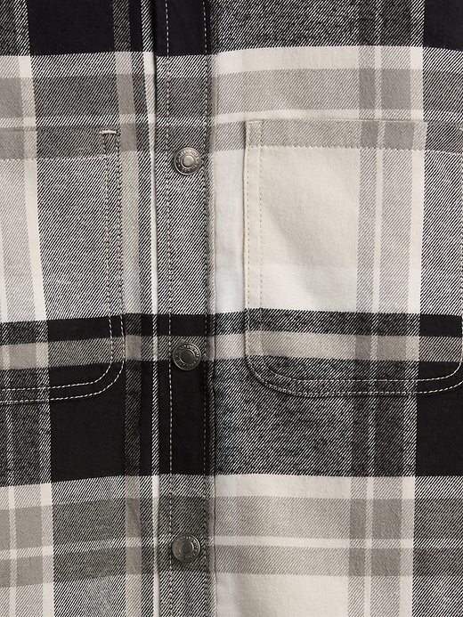 flanellhemdjacke mit kapuze und sherpa-futter für kinder