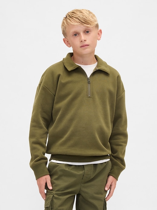 vintage-pullover für kinder mit viertelreißverschluss