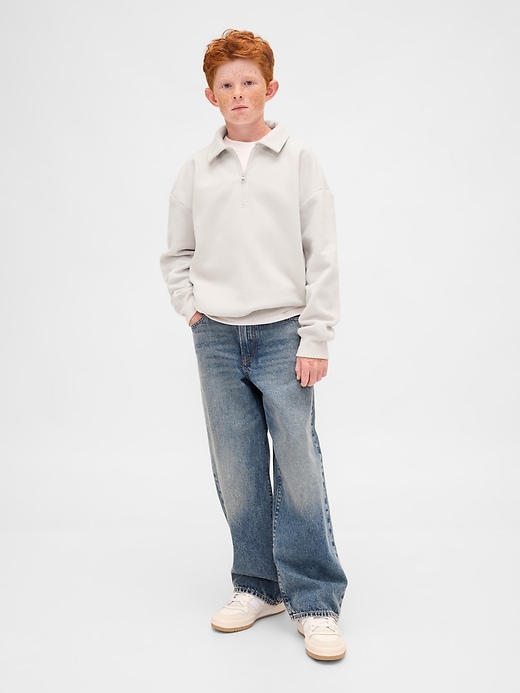 vintage-pullover für kinder mit viertelreißverschluss
