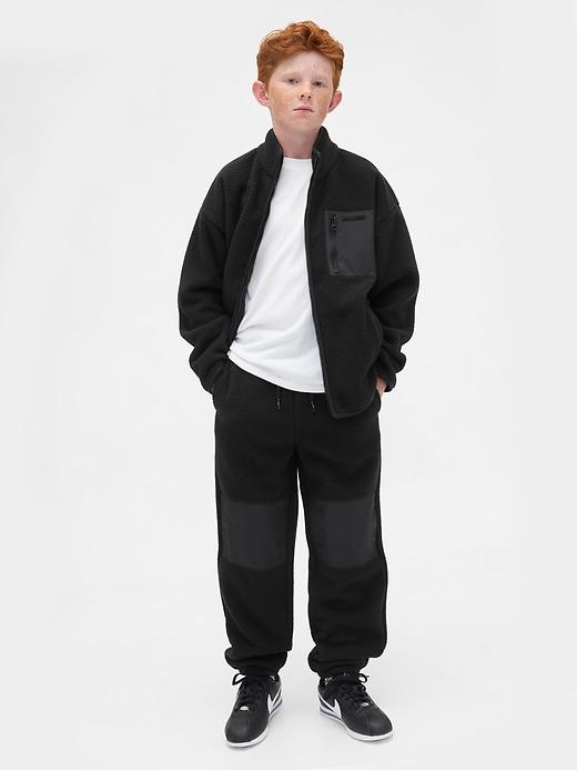 kinder-jogginghose aus sherpa-fleece