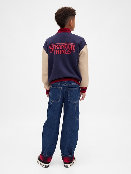 stranger things kinder flanellgefütterte carpenter baggy jeans